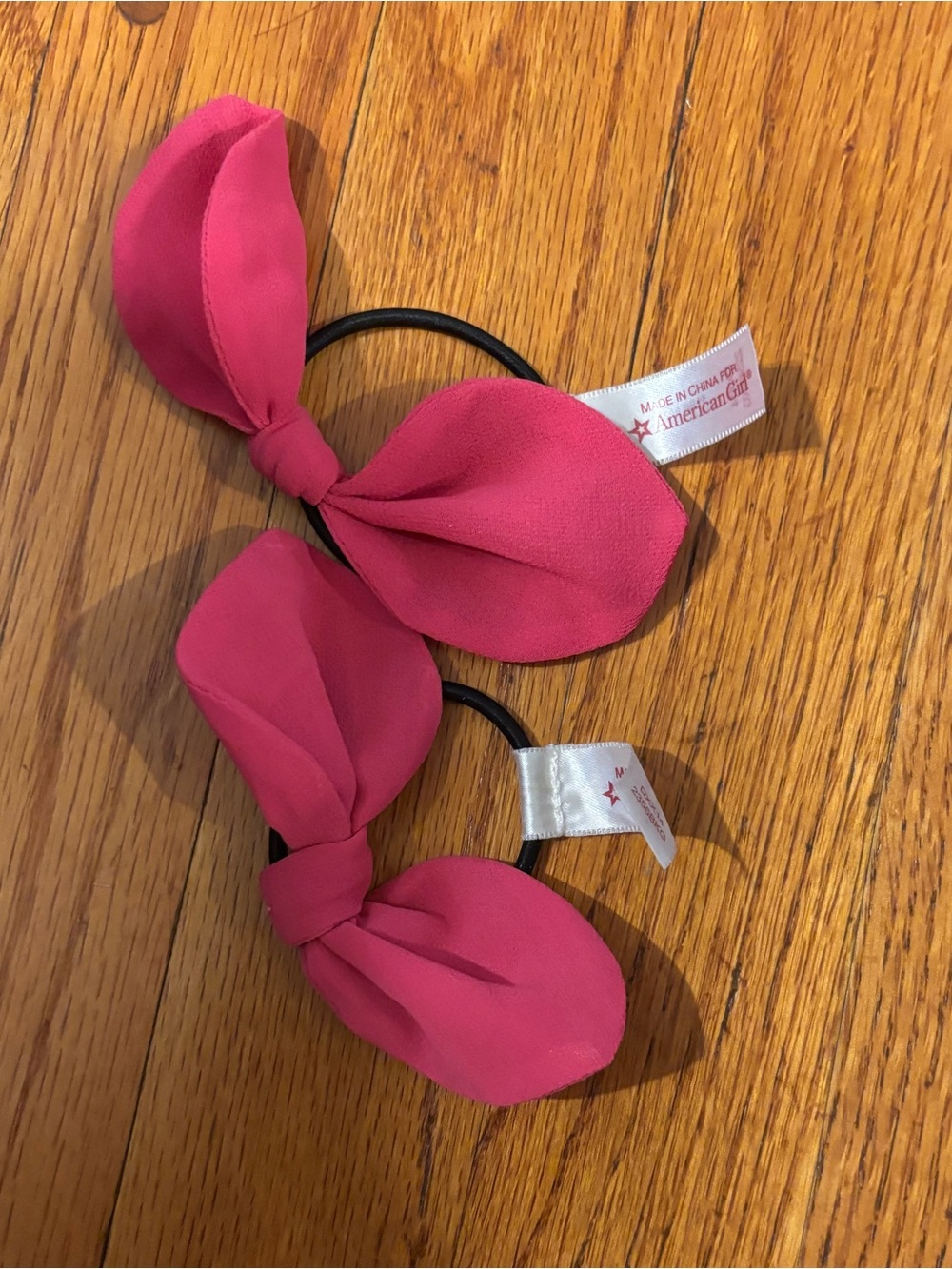 Pink Bow Hair Ties set of 2 - American girl, doll Accessories